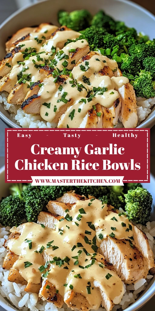 Creamy Garlic Chicken Rice Bowls 4 Servings Easy Delicious