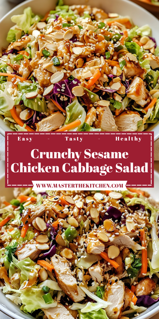 Crunchy Sesame Chicken Cabbage Salad 4 Servings Easy Delicious