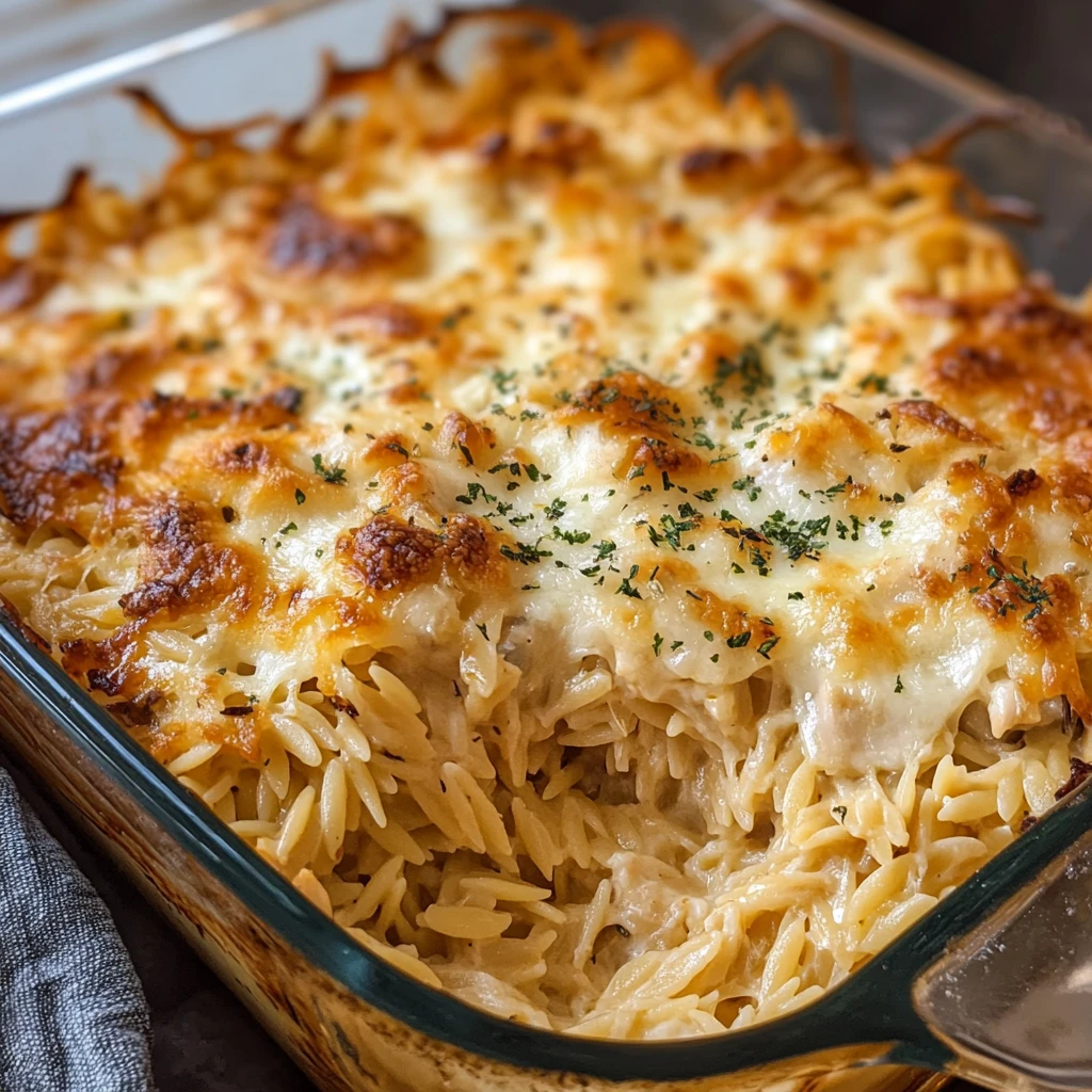 French Onion Chicken Orzo Casserole 30 Minutes Easy Delicious