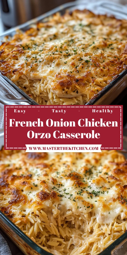 French Onion Chicken Orzo Casserole 30 Minutes Easy Delicious
