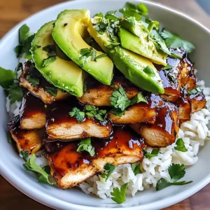 Glazed Honey Lime Chicken with Avocado and Rice Stack Dinner Bowl: 4 Servings, Easy, Delicious