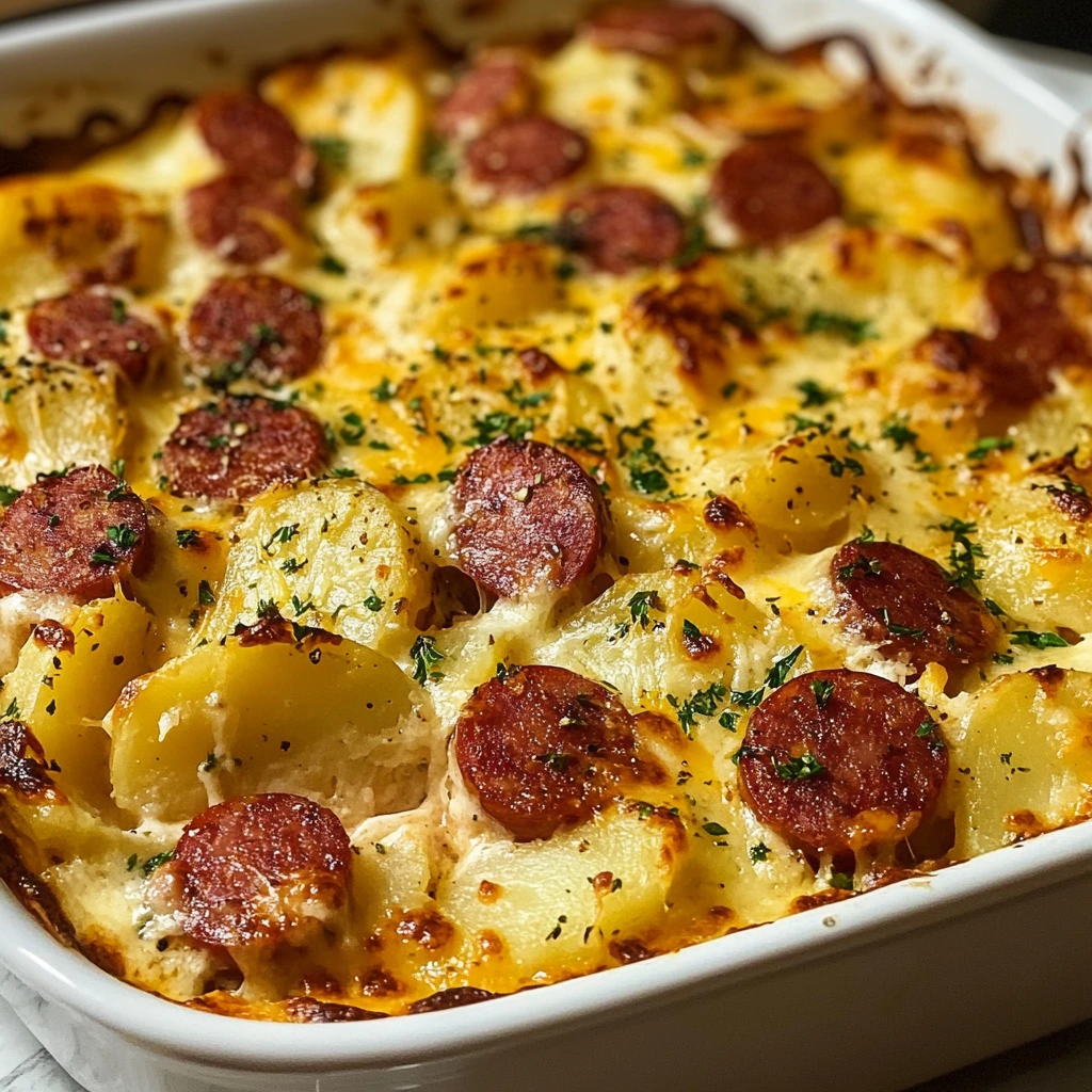 Kielbasa and Cheesy Potato Casserole 4 Servings Easy Delicious