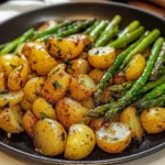 One Pan Garlic Potatoes Asparagus 30 Minutes Easy Delicious