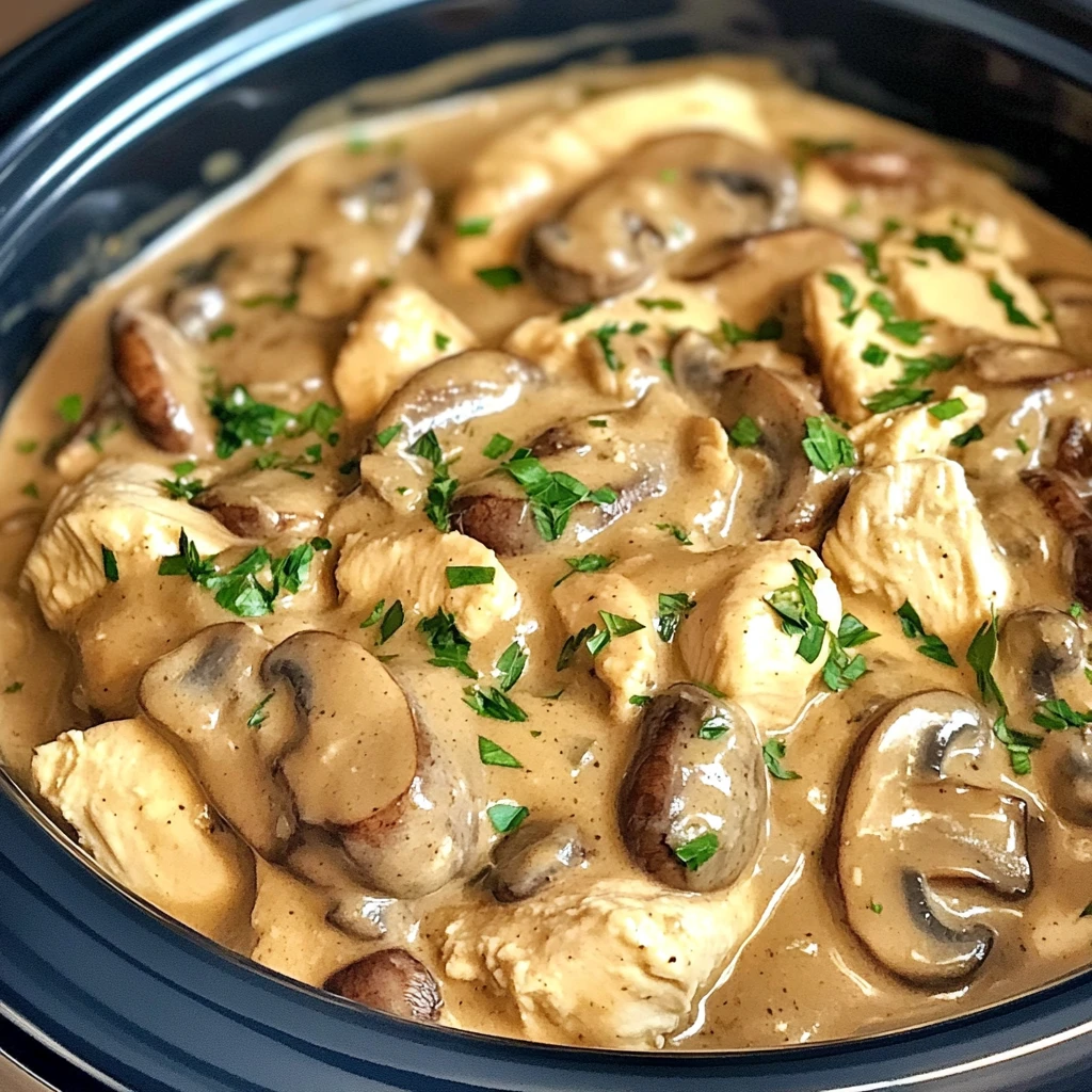 Slow Cooker Chicken and Mushroom Stroganoff 5 Steps Easy Delicious