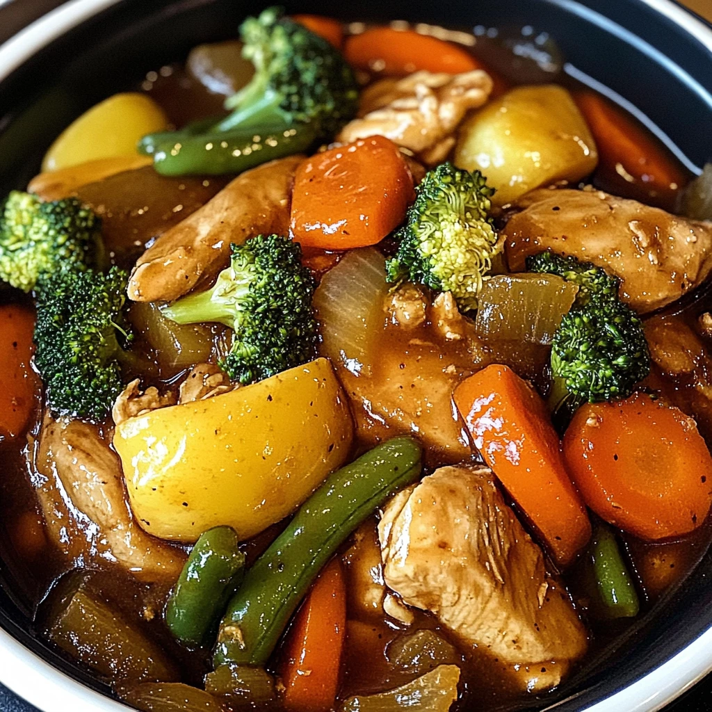 Slow Cooker Honey Garlic Chicken and Veggies - 7 Ingredients Easy Delicious