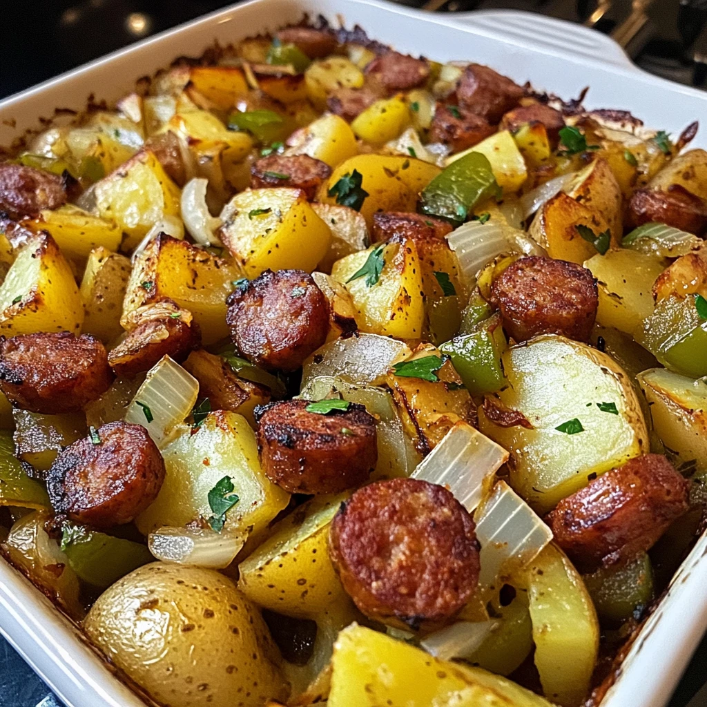 Smoked Sausage and Potato Bake 5 Steps Easy Delicious