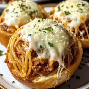 Spaghetti Garlic Bread Bowls 4 Servings Ultimate Delicious