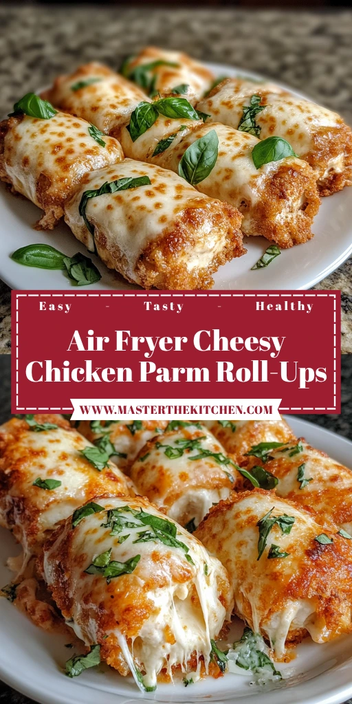 Air Fryer Cheesy Chicken Parm Roll-Ups 15 Minutes Quick Delicious