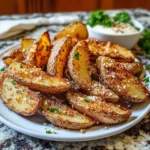Crunchy Air Fryer Garlic Parmesan Potato Wedges 30 Minutes Easy Delicious
