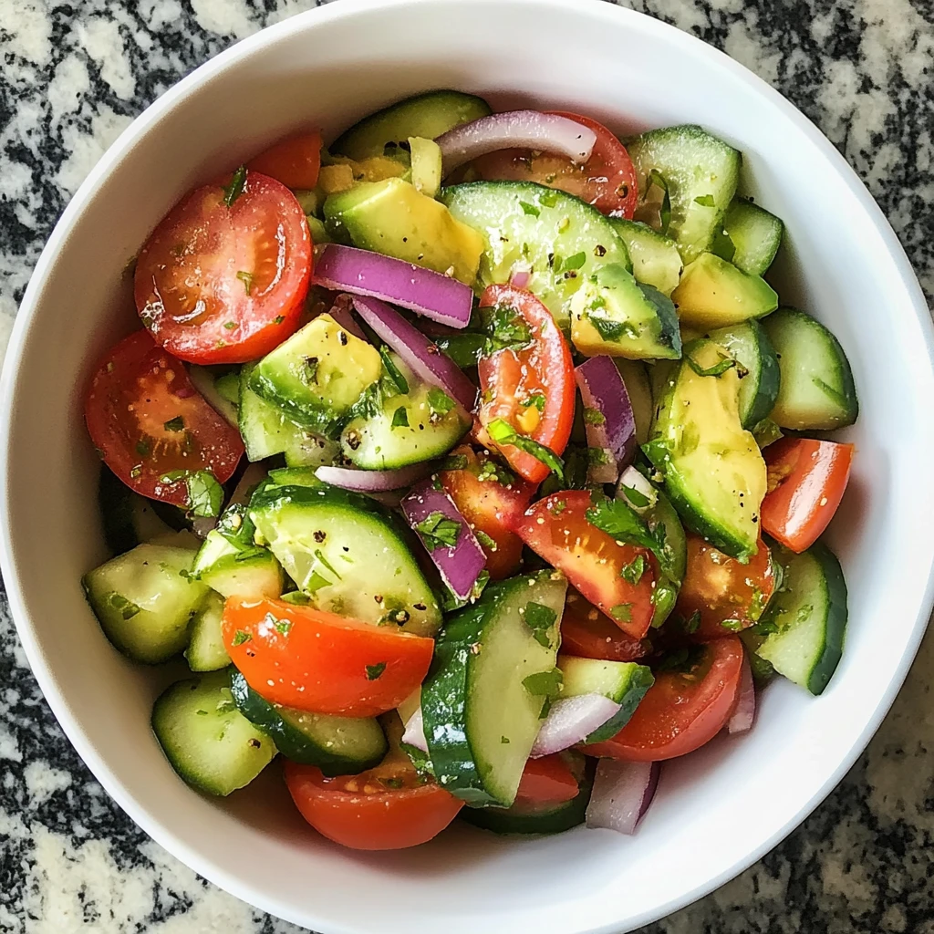 Cucumber Tomato Avocado Salad 5 Steps Easy Delicious