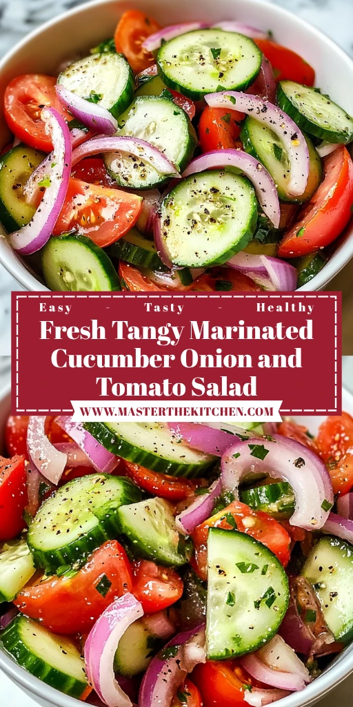 Fresh Tangy Marinated Cucumber Onion and Tomato Salad Salad 4 Servings Easy Delicious