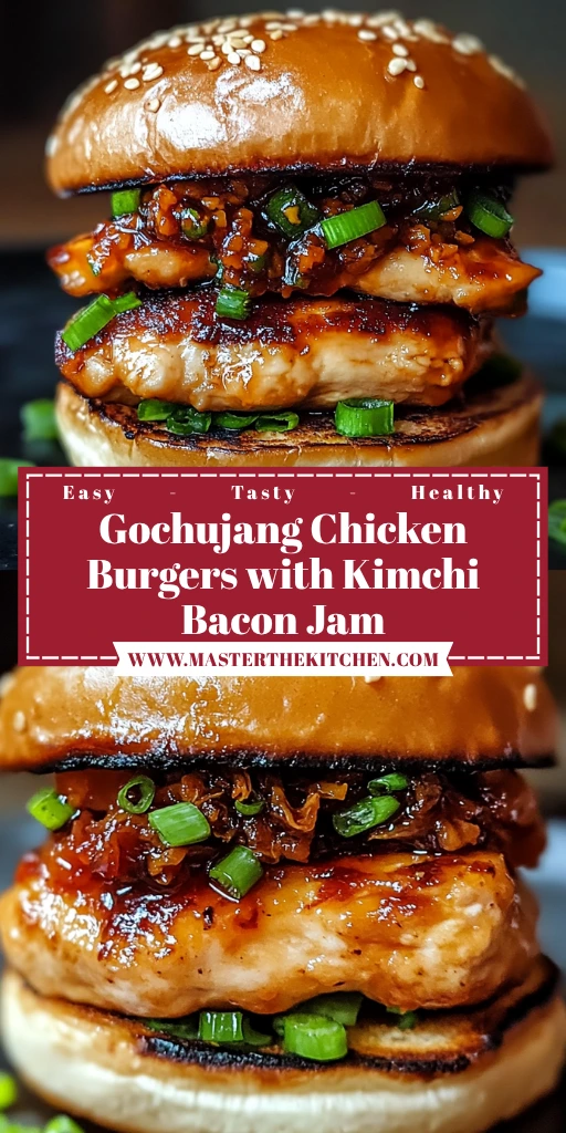 Gochujang Chicken Burgers with Kimchi Bacon Jam Recipe