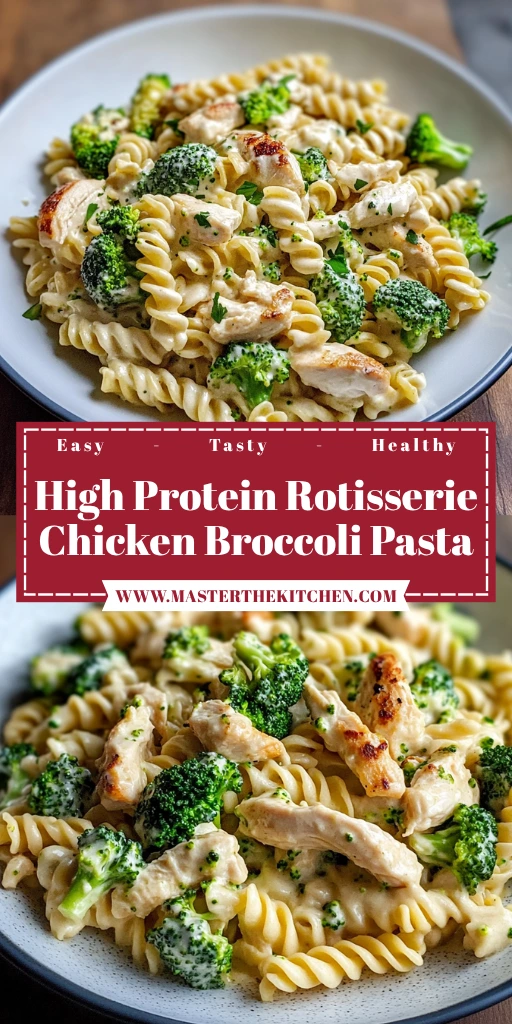 High Protein Rotisserie Chicken Broccoli Pasta 30 Minutes Easy Delicious