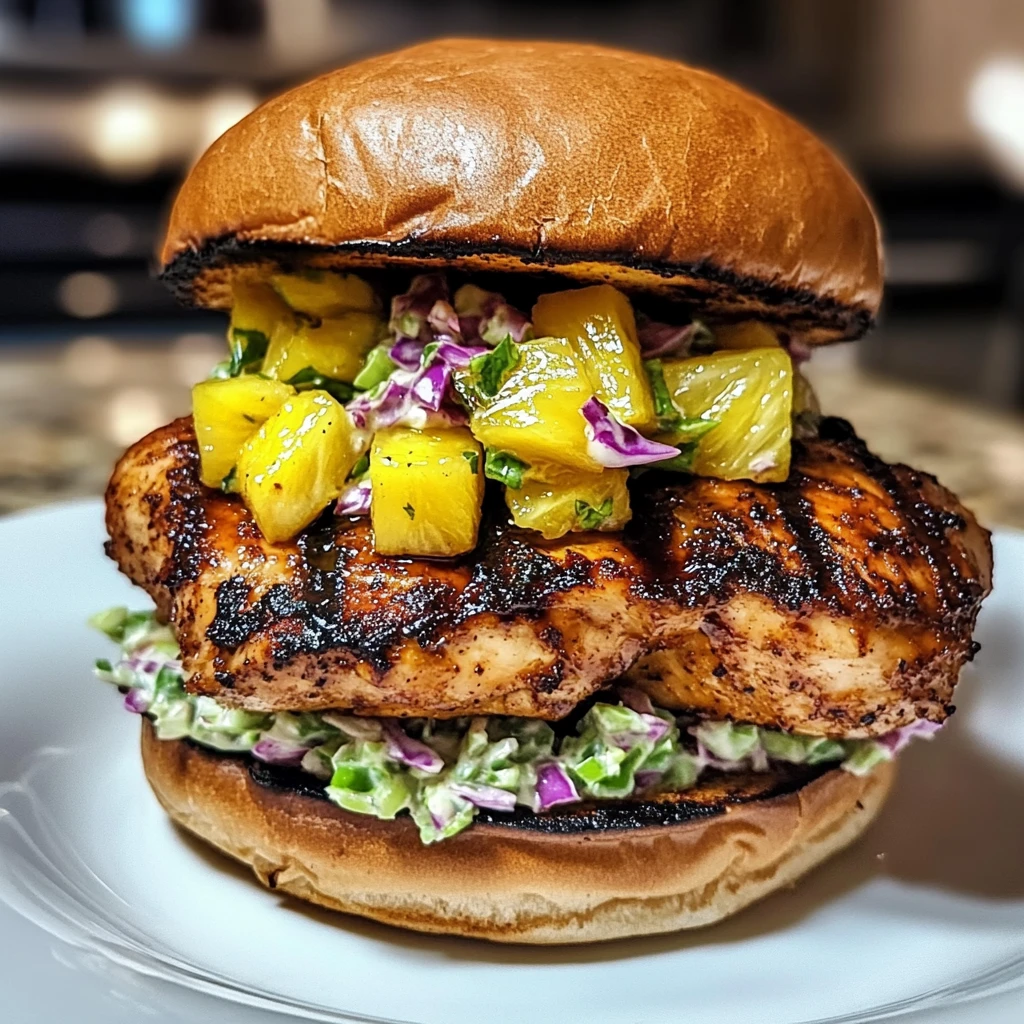 Jerk Chicken Sandwich with Grilled Pineapple - 4 Servings Supreme Delicious