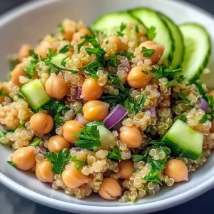 Lemon Herb Quinoa and Chickpeas Mediterranean Salad 4 Servings Perfect Delicious