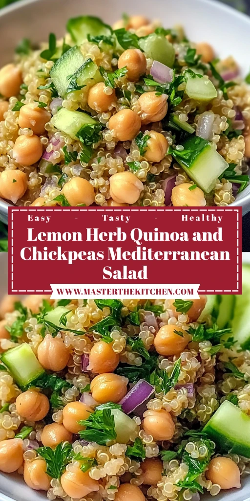 Lemon Herb Quinoa and Chickpeas Mediterranean Salad 4 Servings Perfect Delicious