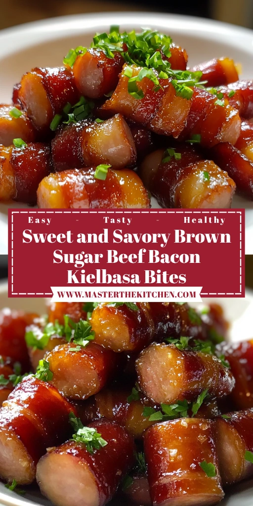 Sweet and Savory Brown Sugar Beef Bacon Kielbasa Bites