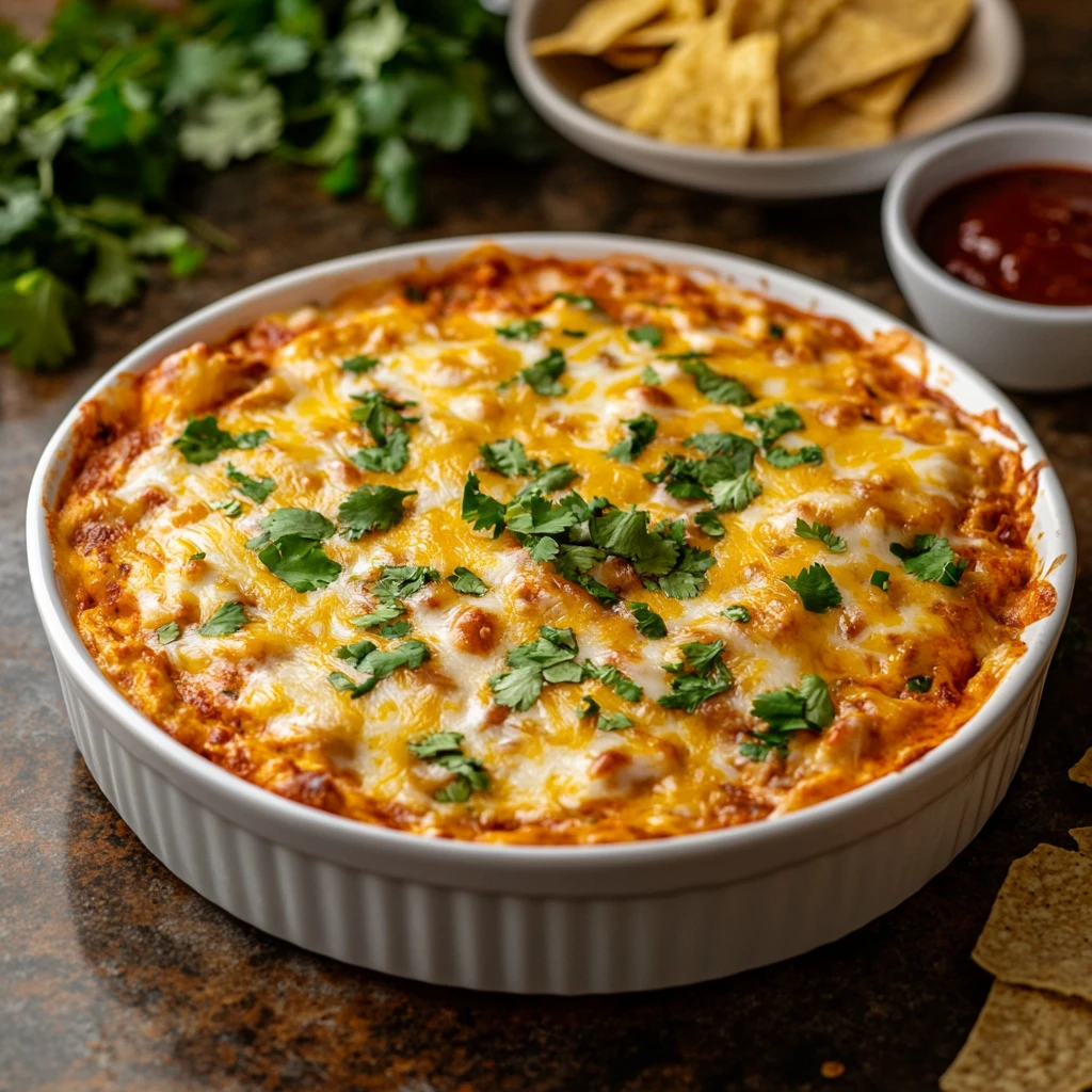 The Best Cheesy Chicken Enchilada Dip 30 Minutes Easy Delicious