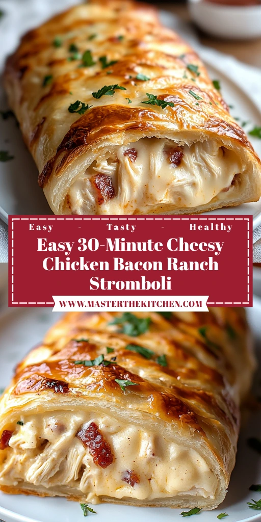 Easy 30-Minute Cheesy Chicken Bacon Ranch Stromboli30 Minutes Amazing