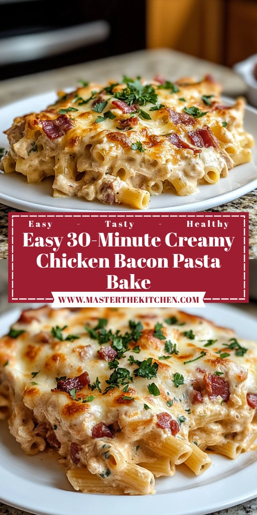 Easy 30-Minute Creamy Chicken Bacon Pasta Bake Recipe