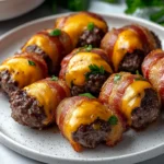 Easy Air Fryer Bacon-Wrapped Cheeseburger Bites 10 Minutes Amazing