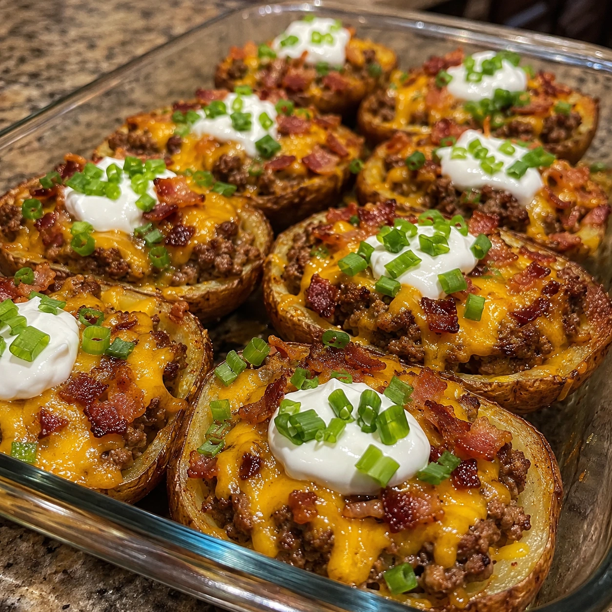 Crispy High-Protein Bacon Cheeseburger Potato Boats 4 Servings Ultimate Delicious
