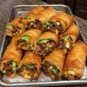 Crispy High-Protein Bacon Cheeseburger Spring Rolls 4 Servings Easy Delicious