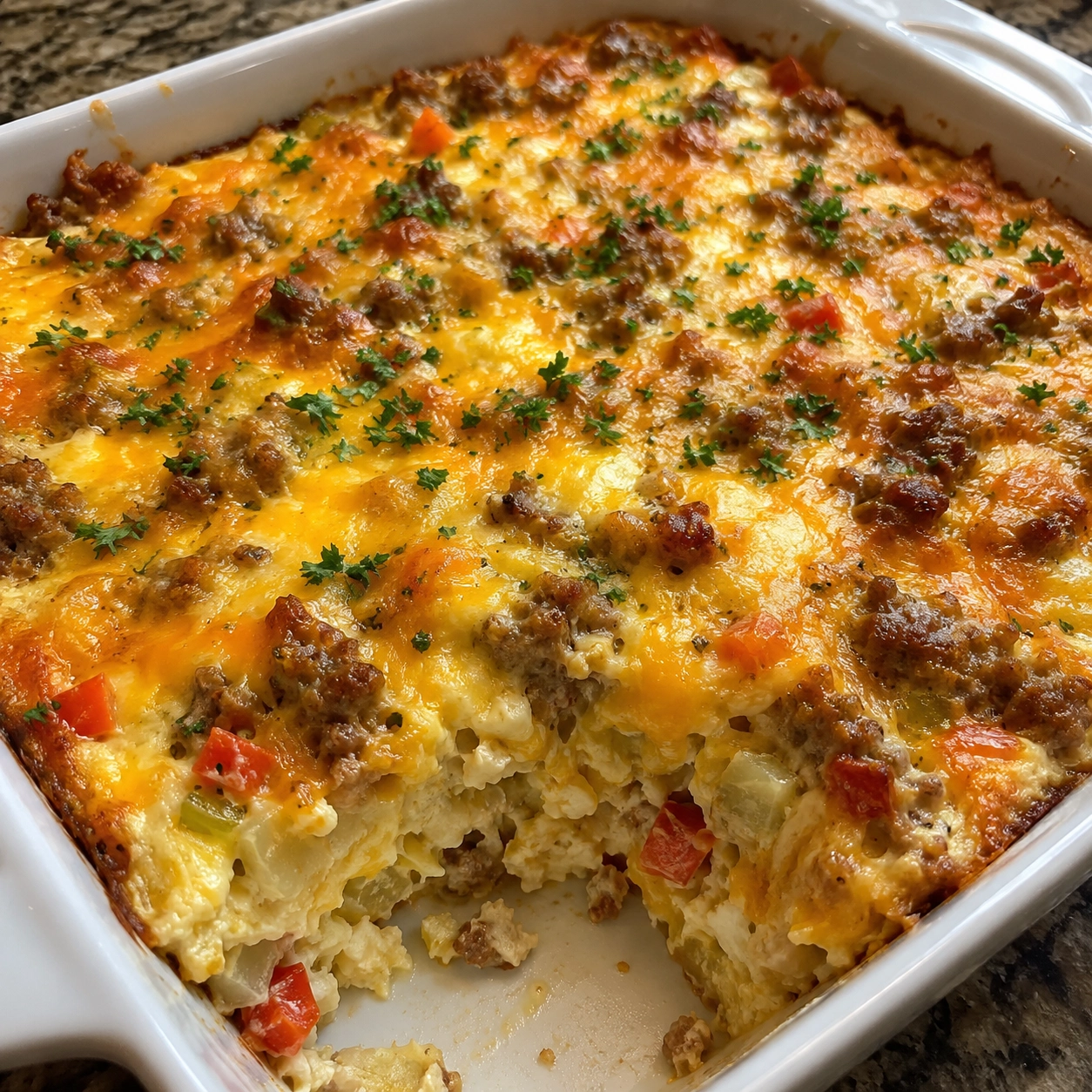Sausage, Egg and Cream Cheese Hashbrown Casserole 30 Minutes Easy Delicious