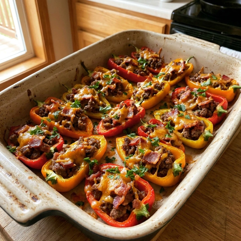 Bacon Cheeseburger Stuffed Mini Peppers 20 Minutes Easy Delicious