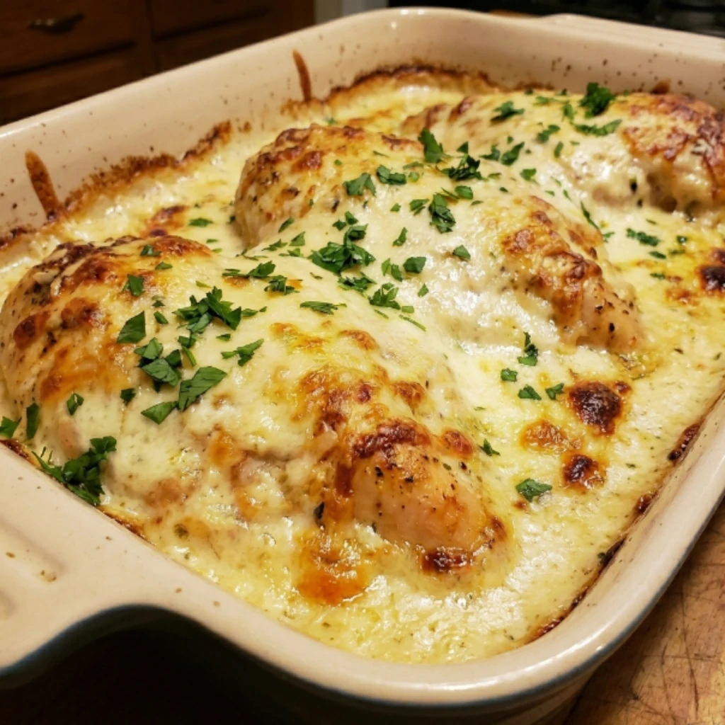 Baked Caesar Chicken with Creamy Sauce in 10 Minutes