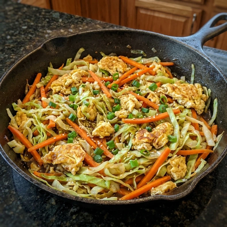 Cabbage and Carrot with Egg Stir-Fry 5 Steps Easy Delicious