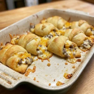 Cheesy Beef Stuffed Crescent Roll-Ups 4 Servings Easy Delicious