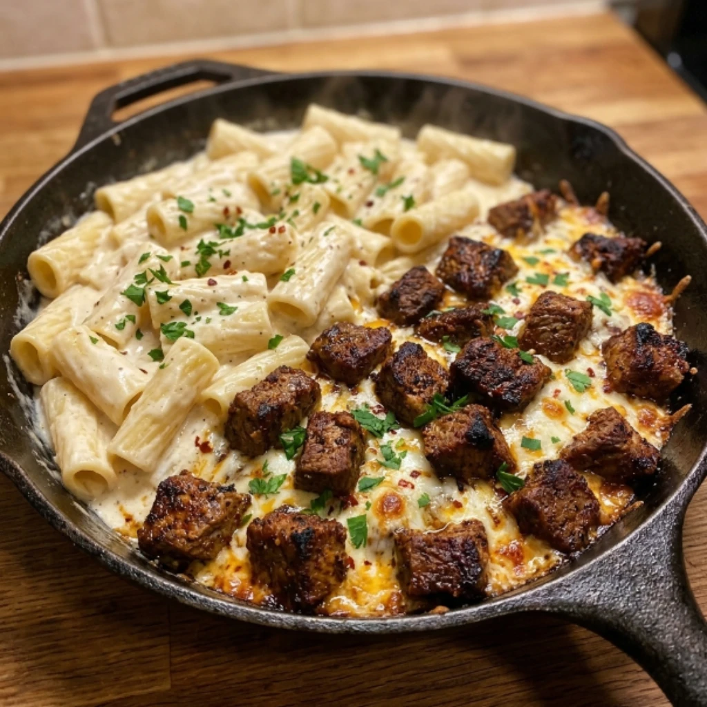 Cheesy Cajun Steak Bites with Creamy Parmesan Rigatoni 30 Minutes Ultimate Delicious