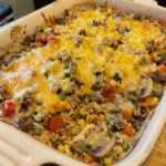 Cheesy Ground Beef & Rice Casserole 4 Servings Easy Delicious