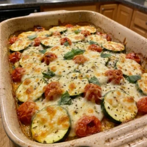 Cheesy Zucchini & Tomato Casserole 4 Servings Easy Delicious