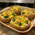 Creamy Chicken Broccoli Cheddar Stuffed Potatoes 4 Servings Easy Delicious