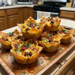 Crispy Hot Honey Bacon Cheeseburger Wonton Cups – 30 Minutes Ultimate Delicious