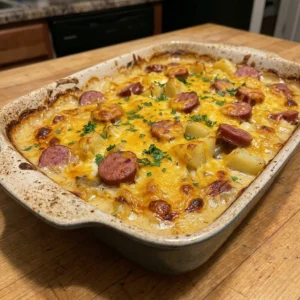 Crockpot Smoked Sausage Cheddar Potato Casserole 6 Steps Ultimate Delicious
