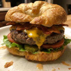 Croissant Bacon Cheeseburger 4 Servings Ultimate Delicious