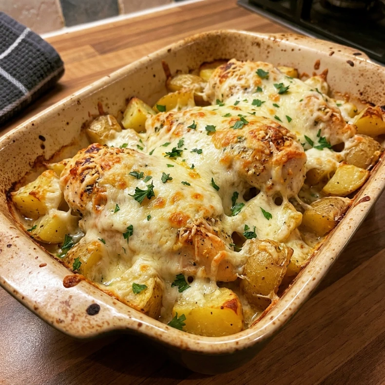 Garlic Cheesy Chicken and Potatoes 30 Minutes Easy Delicious