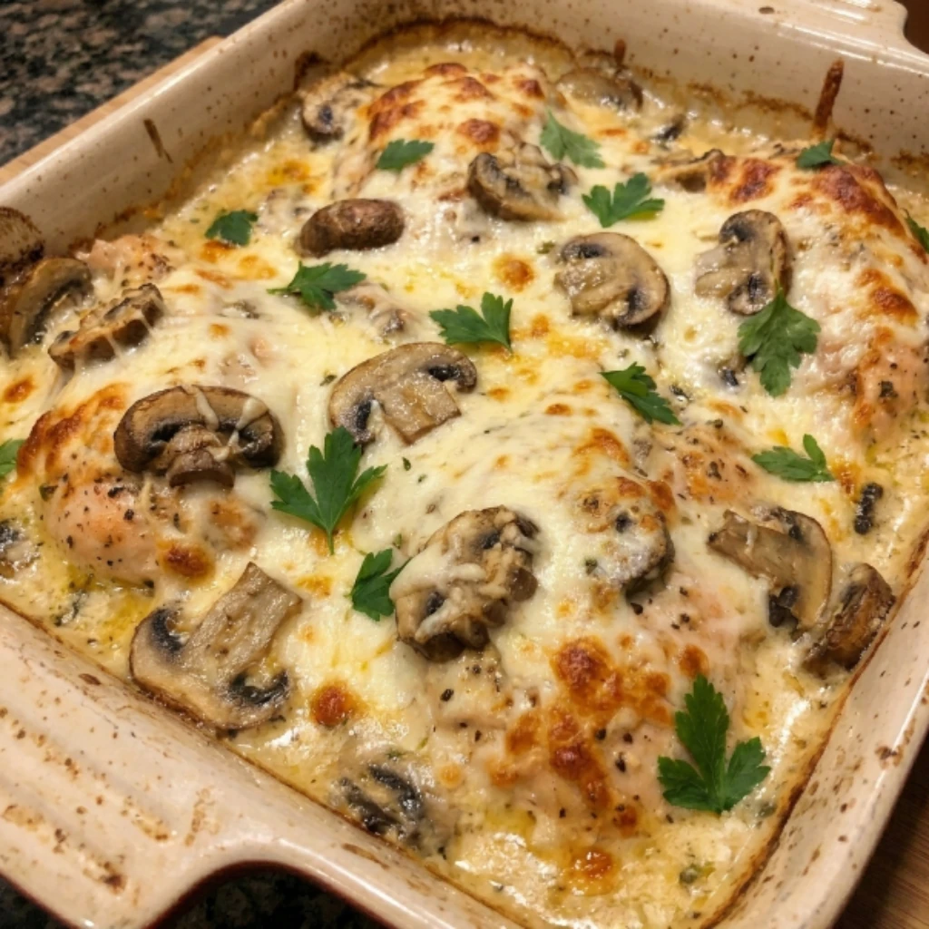 Keto Garlic Mushroom Chicken Casserole 30 Minutes Easy Delicious
