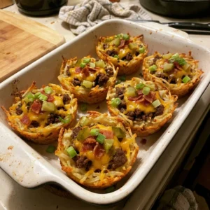 Loaded Bacon Cheeseburger Hash Brown Muffin Cups - 30 Minutes Ultimate Delicious