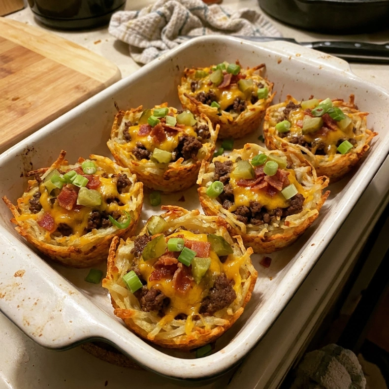 Loaded Bacon Cheeseburger Hash Brown Muffin Cups - 30 Minutes Ultimate Delicious