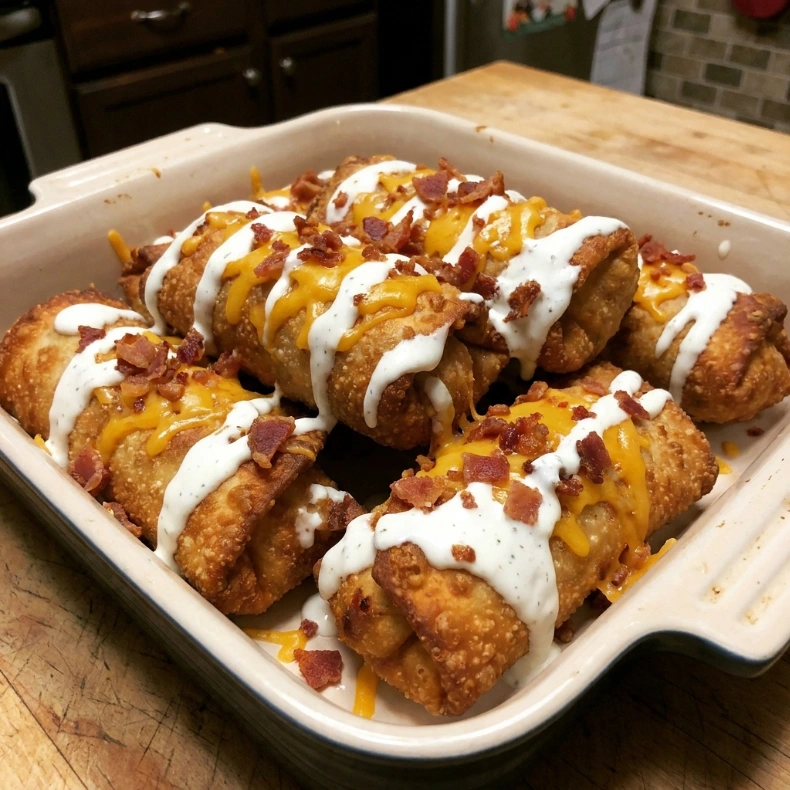 Loaded Bacon Ranch Beef Potato Egg Rolls 30 Minutes Awesome Delicious