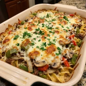 Philly Cheesesteak Ground Beef Casserole 30 Minutes Easy Delicious
