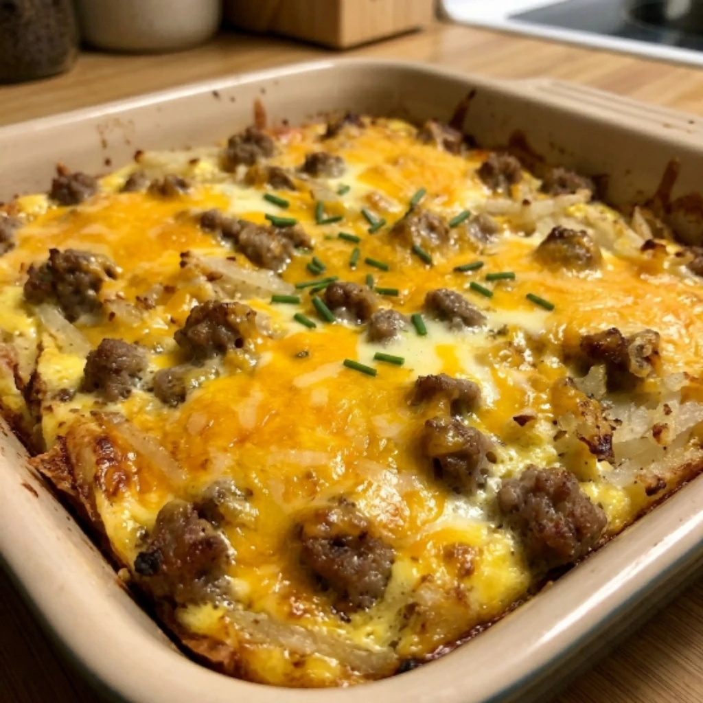 Sausage Egg & Cheddar Hashbrown Breakfast Casserole30 Minutes Easy Delicious