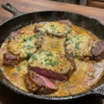 Steak with Bourbon Garlic Cream Sauce: 4 Servings, Ultimate, Delicious