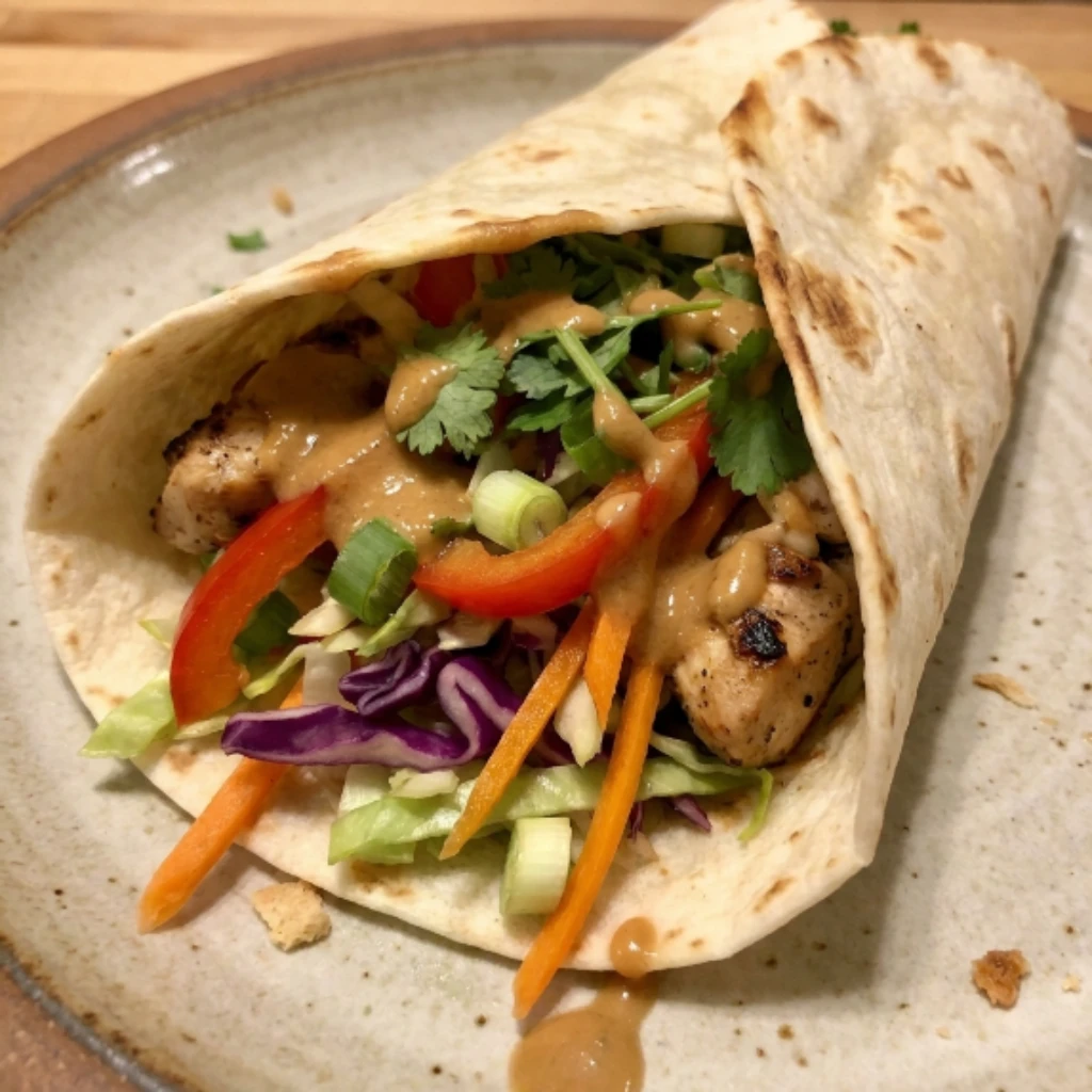 Thai Chicken Wrap with Crunchy Asian Slaw: 30 Minutes Easy Delicious