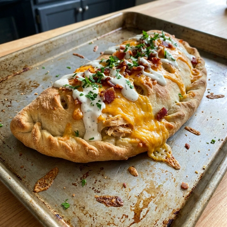 Loaded Bacon Ranch Chicken Cheddar Calzone 30 Minutes Easy Delicious